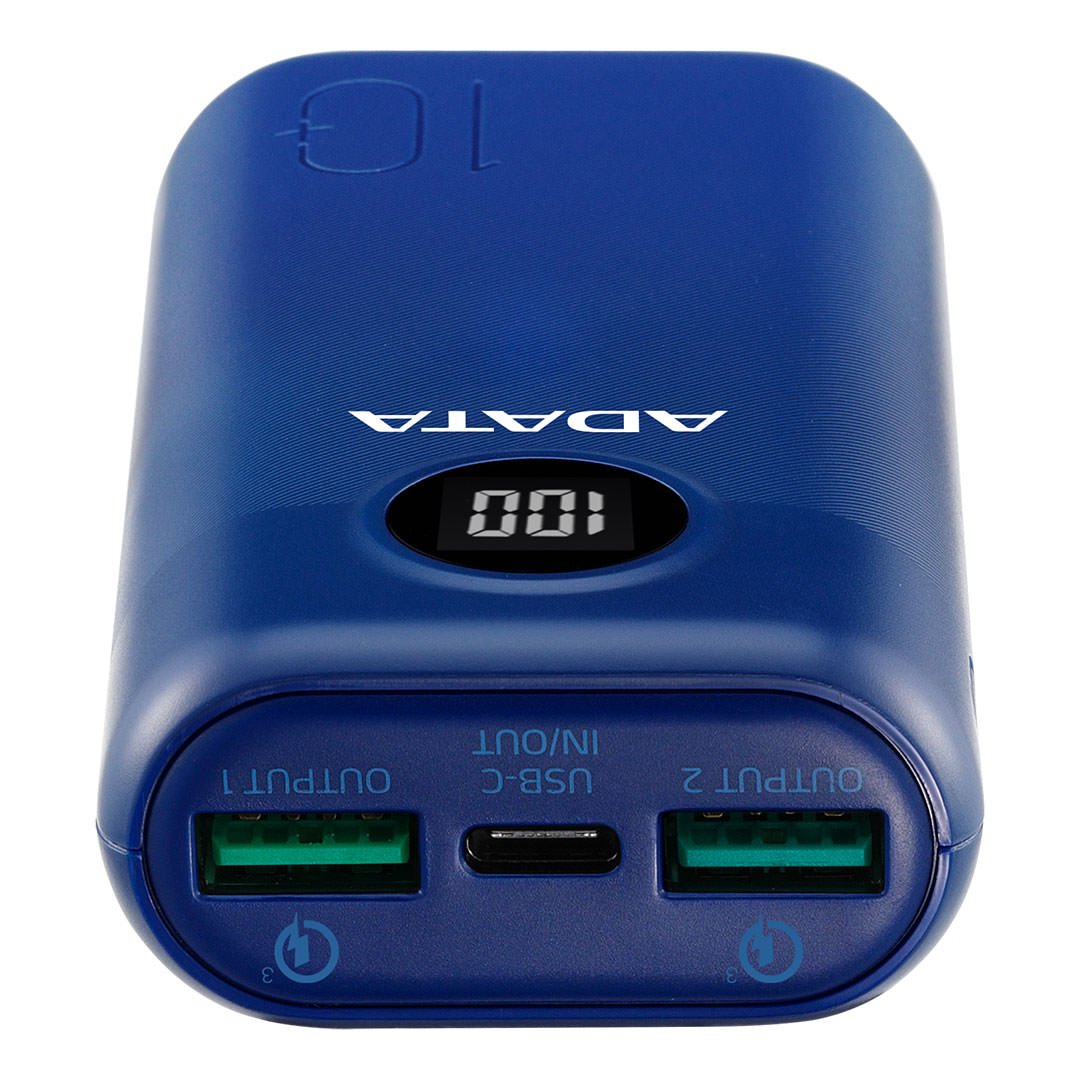 درگاه های پاوربانک ای دیتا P10000QCD ظرفیت 10000 میلی‌ آمپر ساعت