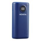 پاوربانک ای دیتا P10000QCD ظرفیت 10000 میلی‌ آمپر ساعت رنگ آبی از نمای سمت چپ