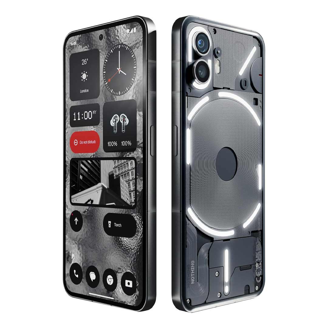 رنگ مشکی گوشی ناتینگ Phone 2 دو سیم کارت ظرفیت ۲۵۶ گیگابایت و رم ۱۲ گیگابایت