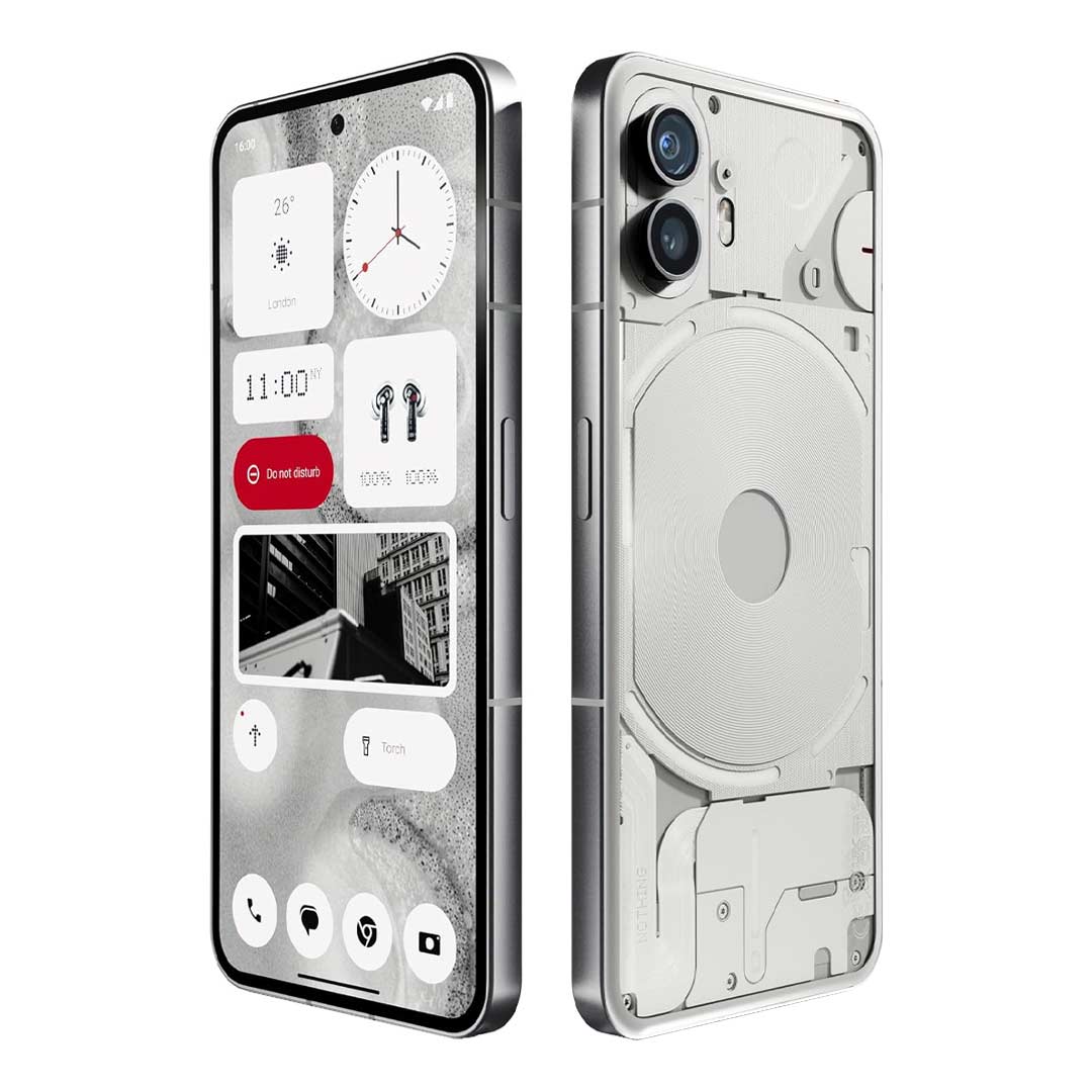 رنگ سفید گوشی ناتینگ Phone 2 دو سیم کارت ظرفیت ۲۵۶ گیگابایت و رم ۱۲ گیگابایت