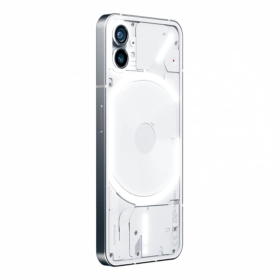 گوشی ناتینگ Phone 1 دو سیم کارت ظرفیت ۱۲۸ گیگابایت و رم ۸ گیگابایت رنگ سفید از نمای سمت چپ