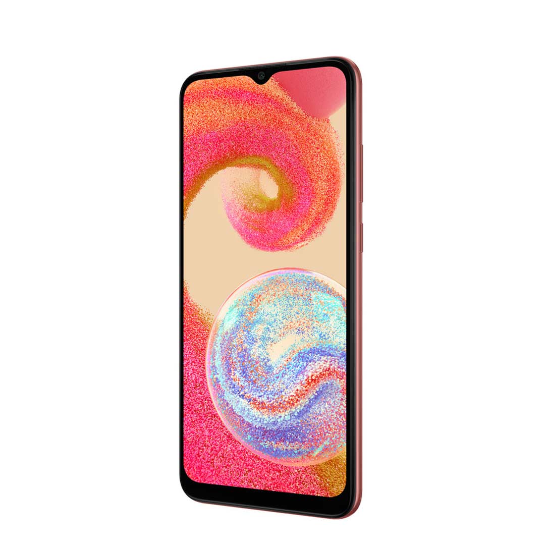 گوشی سامسونگ Galaxy A04e دو سیم کارت ظرفیت ۶۴ گیگابایت و رم ۳ گیگابایت رنگ مسی از نمای چپ