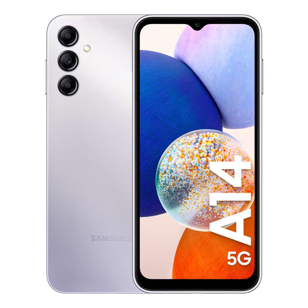 گوشی سامسونگ Galaxy A14 5G دو سیم کارت ظرفیت ۱۲۸ گیگابایت و رم ۴ گیگابایت رنگ نقره ای