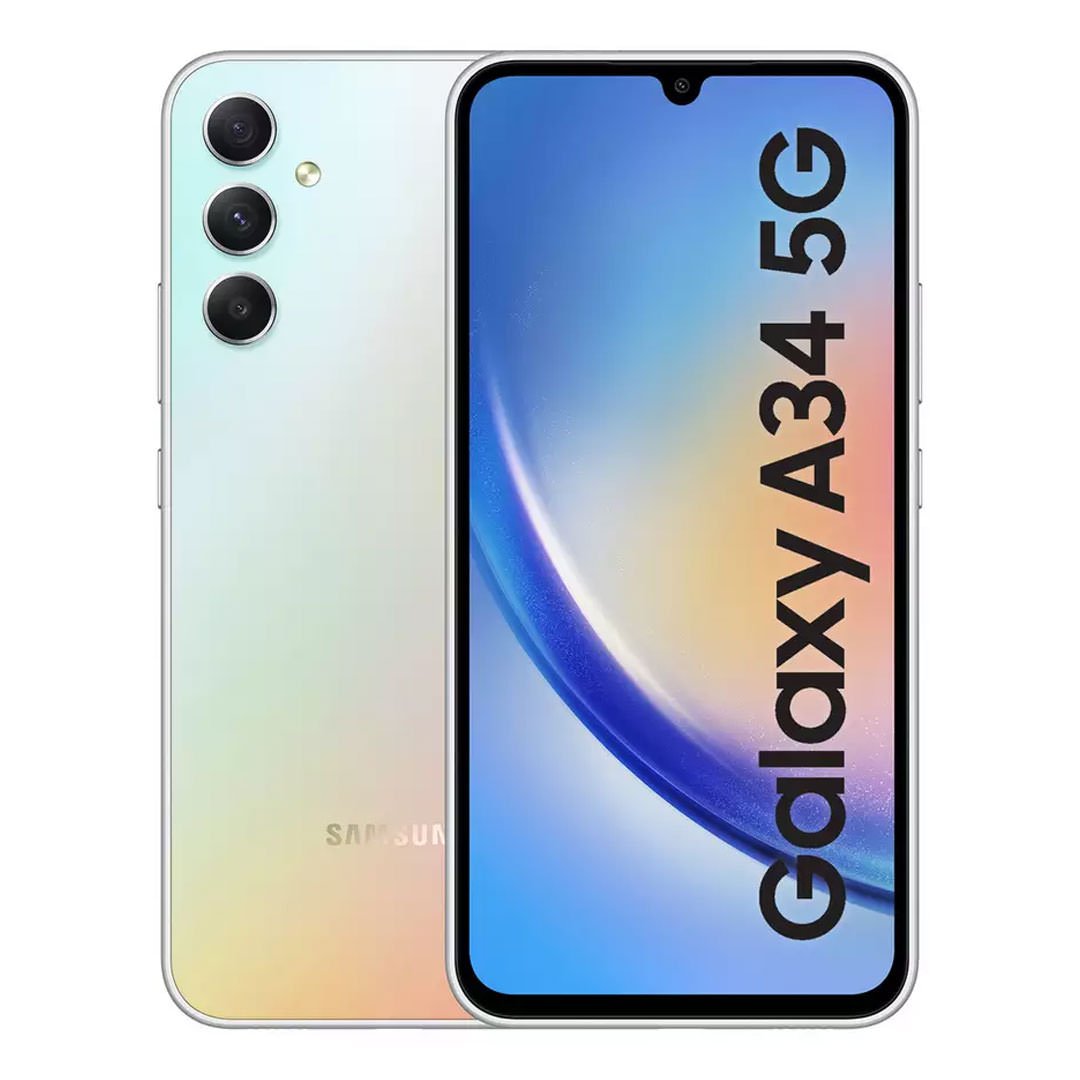 گوشی سامسونگ Galaxy A34 5G دو سیم کارت ظرفیت ۱۲۸ گیگابایت و رم ۸ گیگابایت رنگ نقره ای