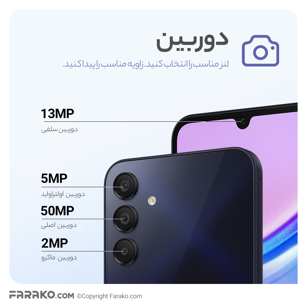مشخصات دوربین گوشی سامسونگ Galaxy A15 4G