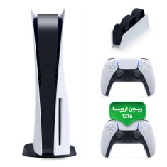 کنسول بازی سونی PlayStation 5 ظرفیت ۸۲۵ گیگابایت ریجن ۱۲۱۶ اروپا | به همراه دسته اضافه + پایه شارژر