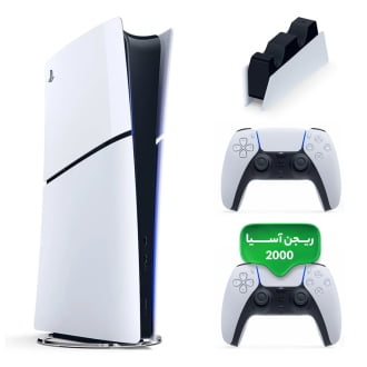 کنسول بازی سونی PlayStation 5 Slim Digital ظرفیت یک ترابایت ریجن ۲۰۰۰ آسیا | به همراه دسته اضافه + پایه شارژر