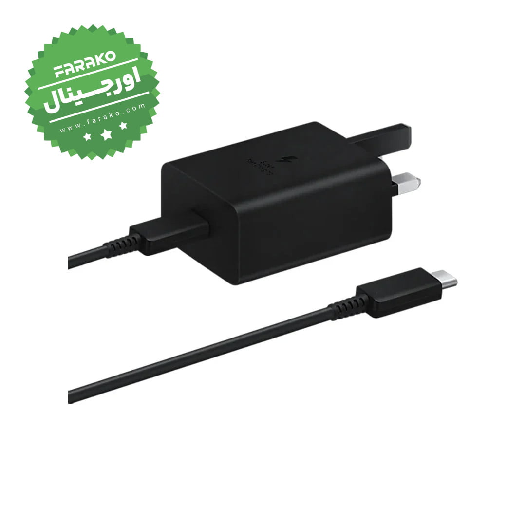 شارژر دیواری 45 وات سامسونگ EP-TA845 مدل سه پین به همراه کابل USB Type-C به USB Type-C