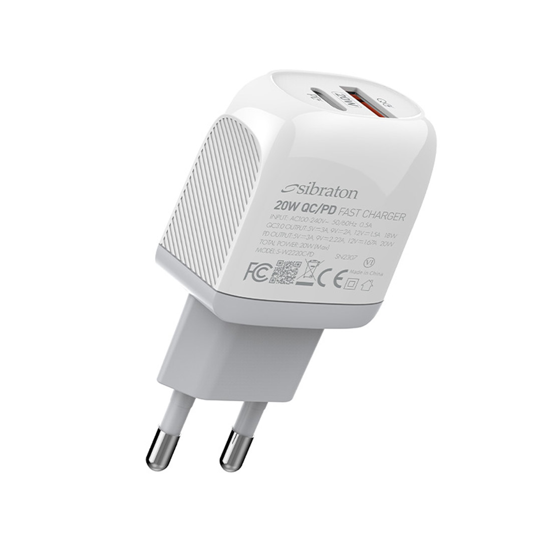 شارژر دیواری 20 وات سیبراتون S-W2220C-PD تصویر اول