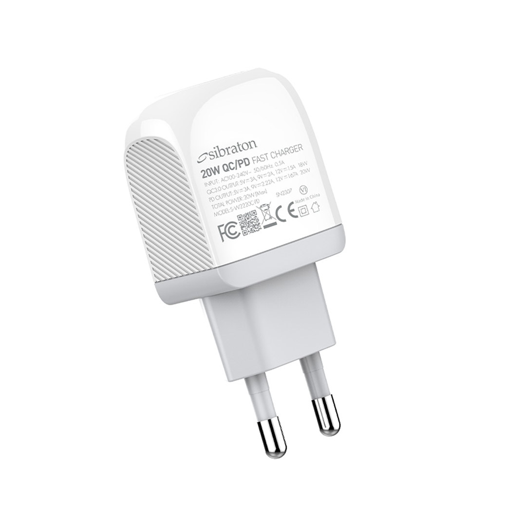 شارژر دیواری 20 وات سیبراتون S-W2220C-PD تصویر دوم