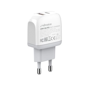 شارژر دیواری 20 وات سیبراتون S-W2220C-PD به همراه کابل USB Type-A به USB Type-C