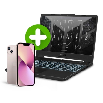 لپ تاپ ایسوس TUF Gaming FA506NCR، پردازنده Ryzen 7 7435HS، گرافیک ۴ گیگابایت RTX 3050 + گوشی اپل آیفون ۱۳ CH