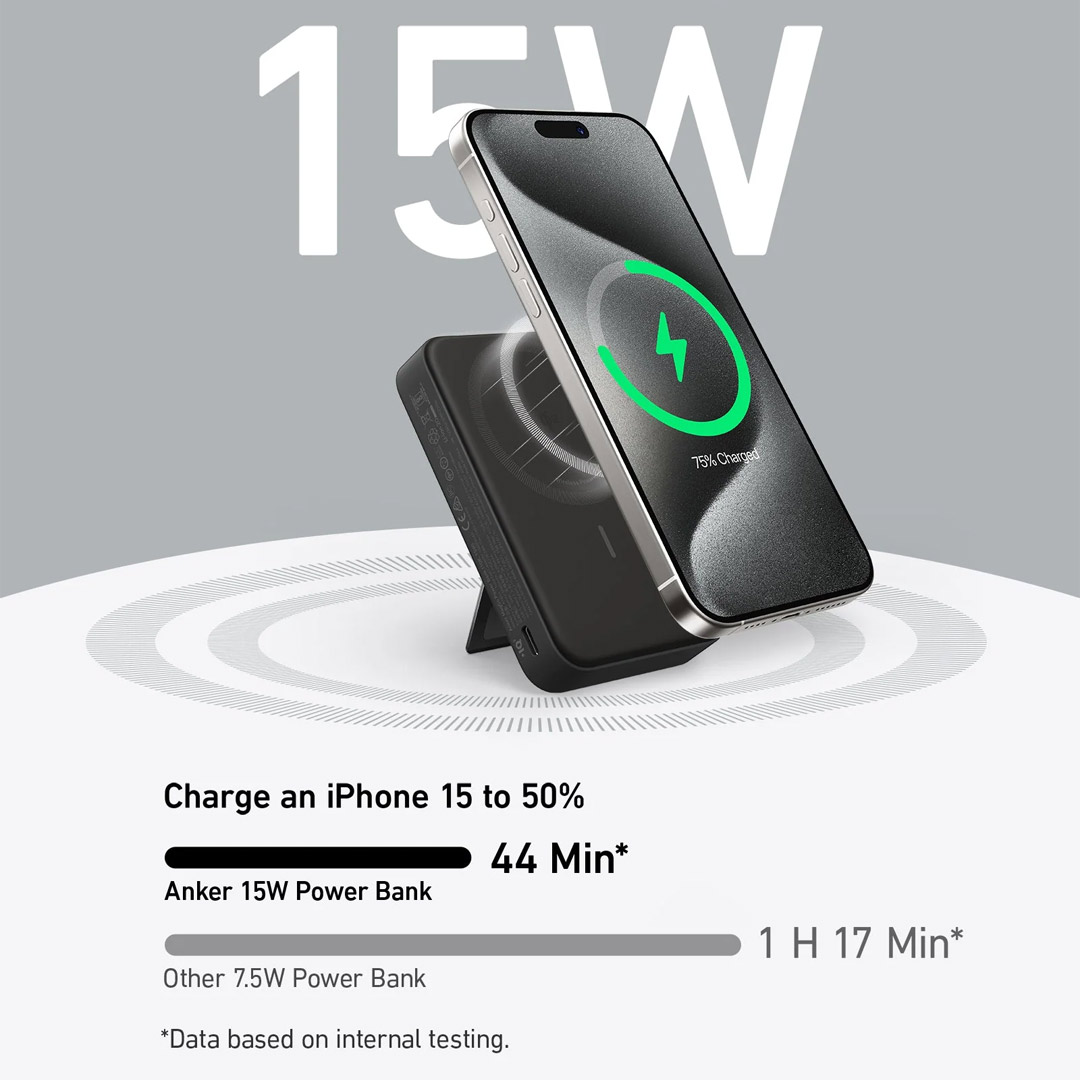 پاوربانک بی‌ سیم انکر MagGo A1654 ظرفیت 10000 میلی آمپر ساعت تصویر سوم