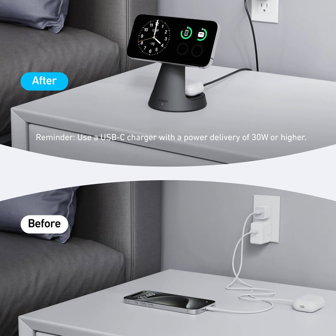 پایه نگهدارنده و شارژر بی سیم انکر MagGo A25M7 تصویر اول