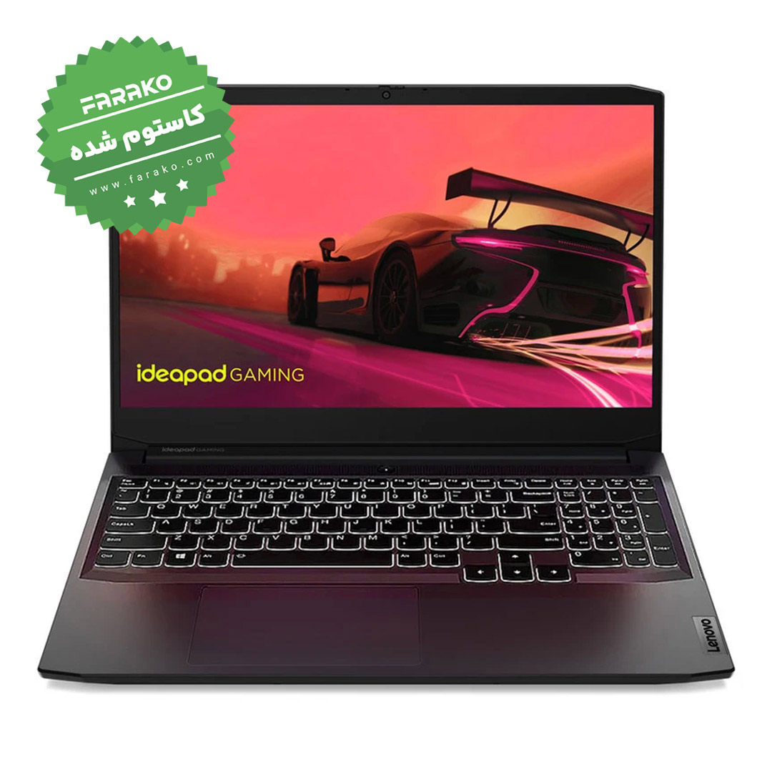 لپ تاپ لنوو IdeaPad Gaming 3 نمایشگر ۱۵٫۶ اینچی پردازنده Ryzen 5 5500H، گرافیک ۴ گیگابایت RTX 2050، رم ۱۶ گیگابایت، حافظه یک ترابایت SSD - کاستوم شده