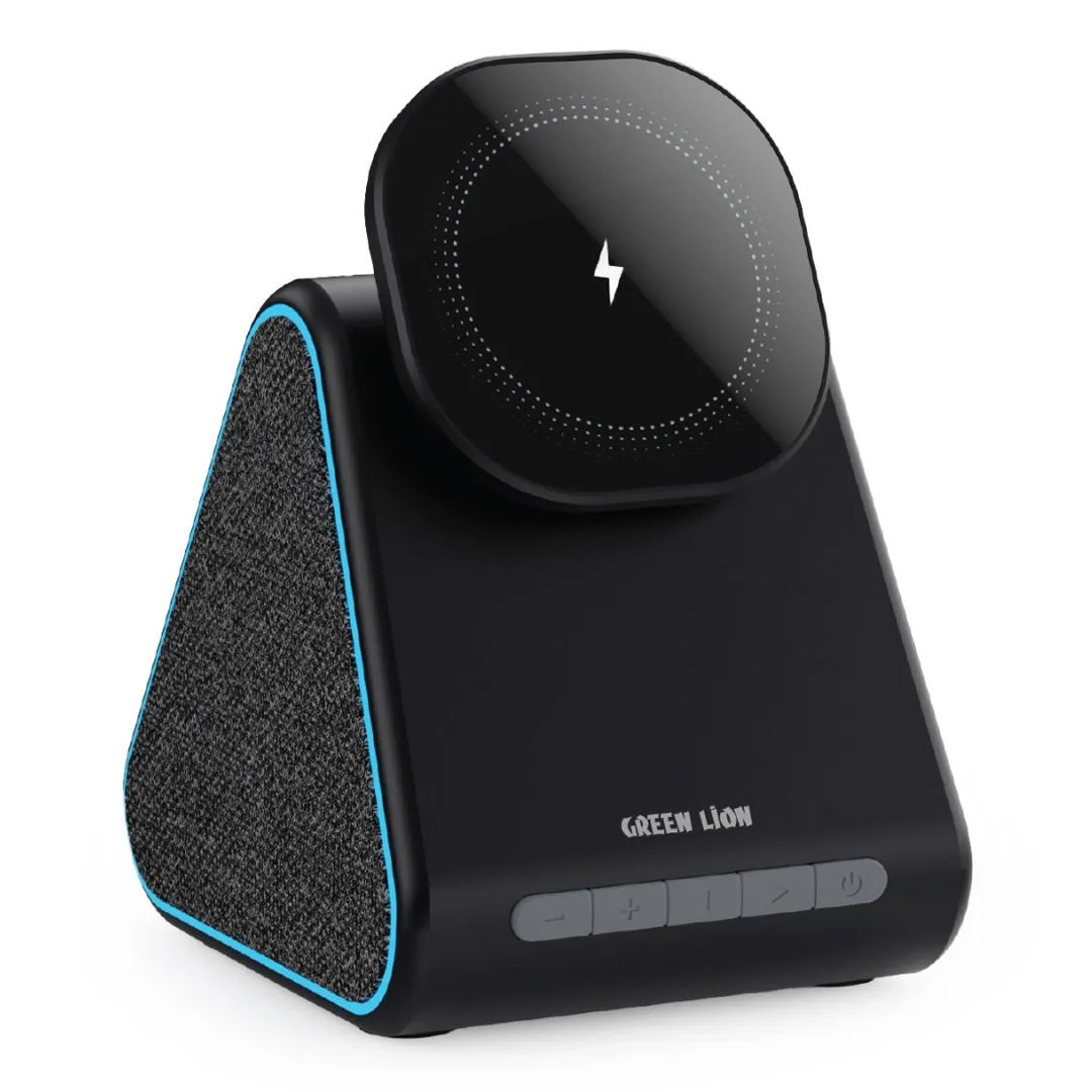 پایه نگهدارنده، شارژر بی سیم و اسپیکر گرین لاین Mag Trio با توان ۱۵ وات تصویر اول