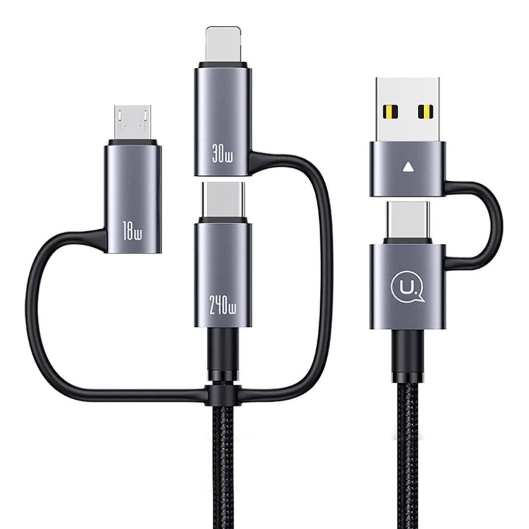 کابل USB Type-C و USB Type-A به microUSB، لایتنیگ و USB Type-C یوسمز sj737 طول ۱٫۲ متر تصویر اول