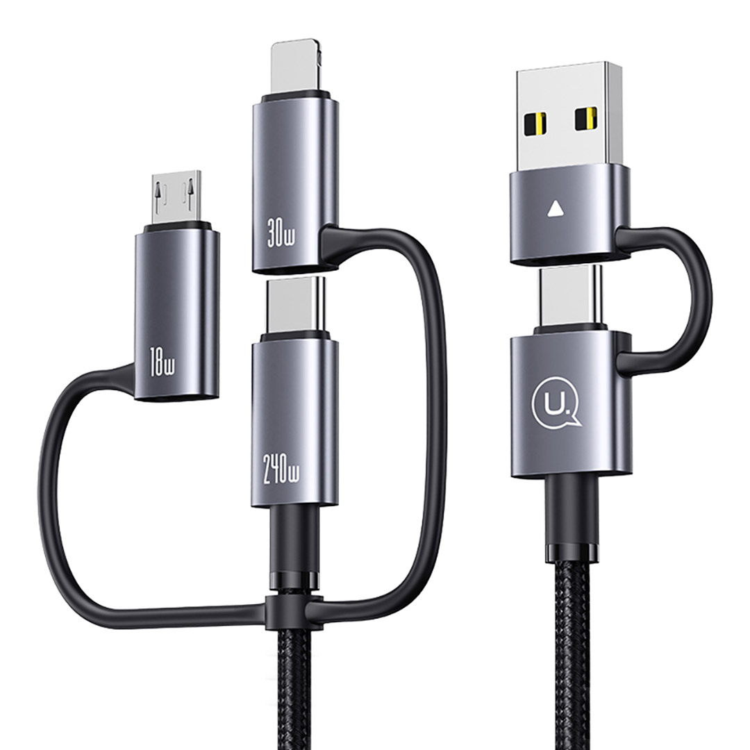 کابل USB Type-C و USB Type-A به microUSB، لایتنیگ و USB Type-C یوسمز sj737 طول ۱٫۲ متر تصویر دوم